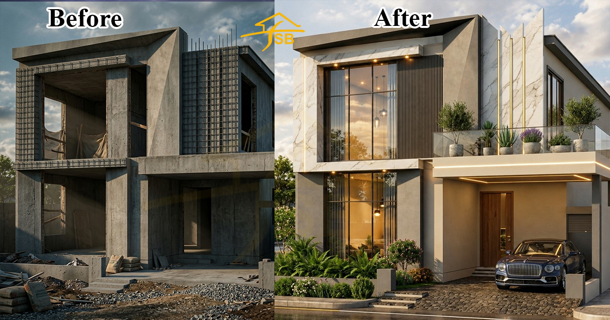 Double Story 8 Marla House Front Design